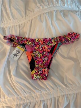 Neon Floral Ruffled Bikini Bottoms